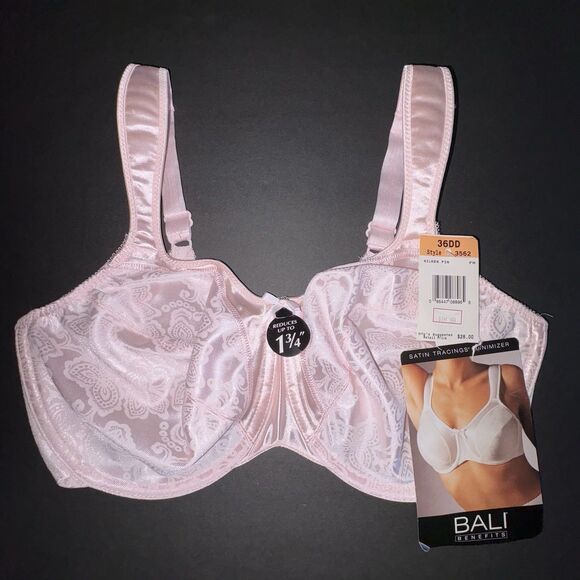 Bali Benefits Pink Satin Minimizer Underwire Bra NEW Size 36DD #3562 NWT - Picture 1 of 12